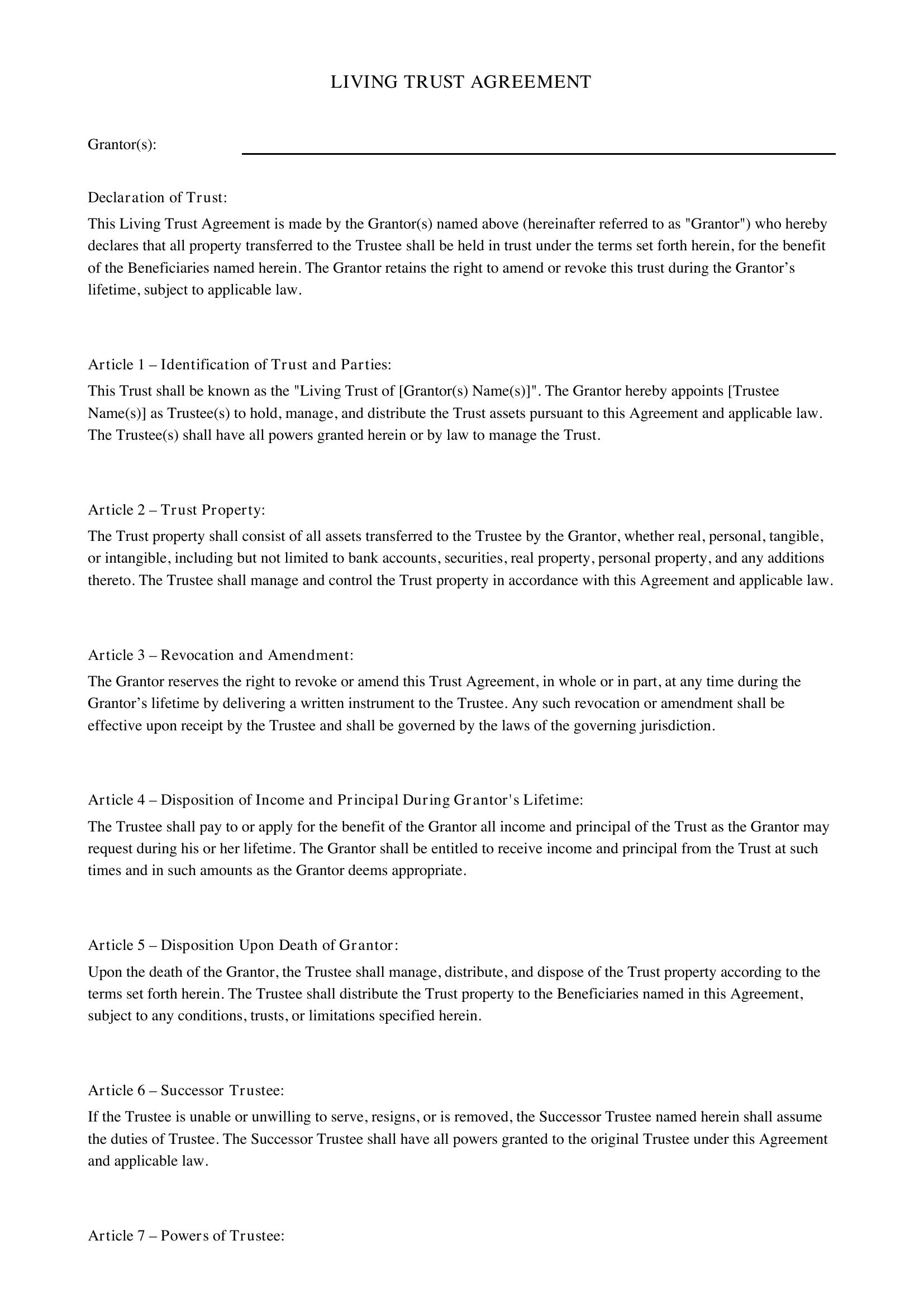 Living Trust Template