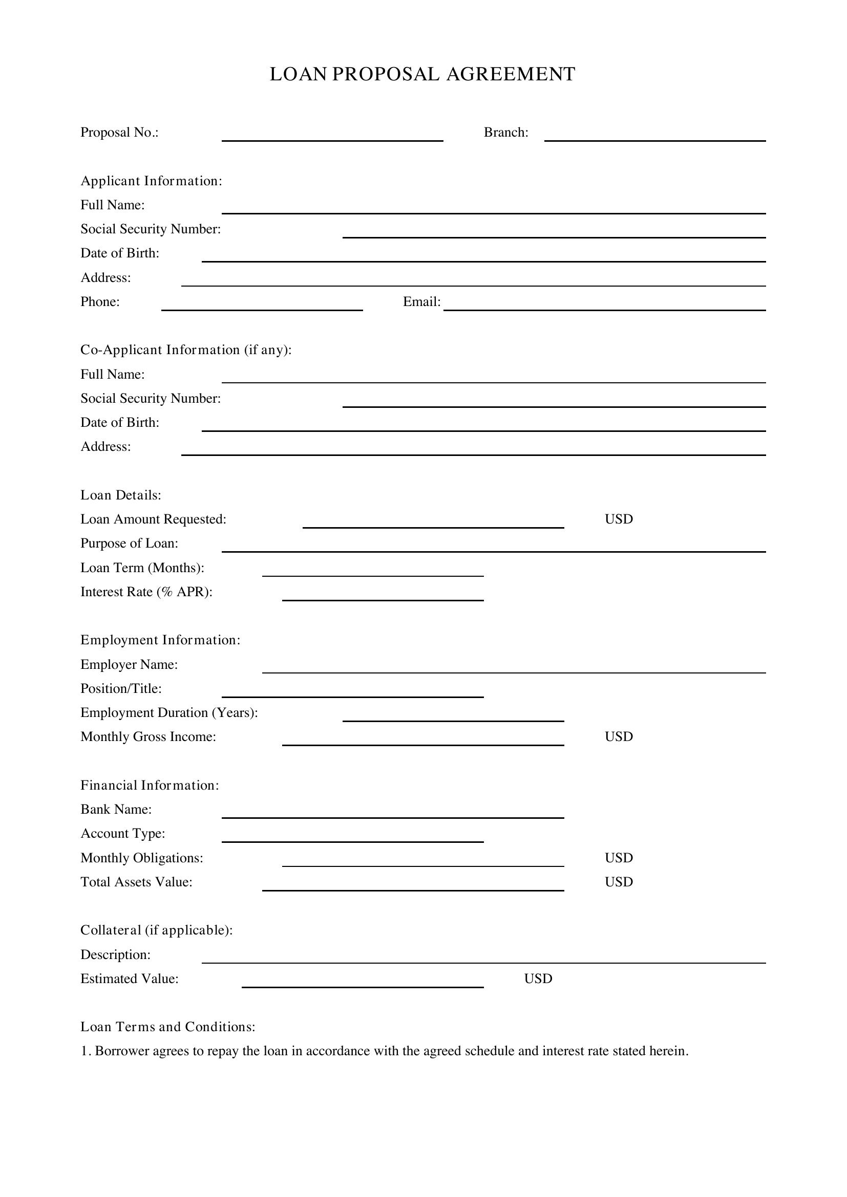 Loan Proposal Template